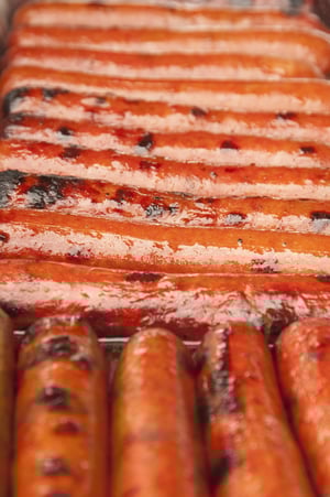 Hot dogs on grill